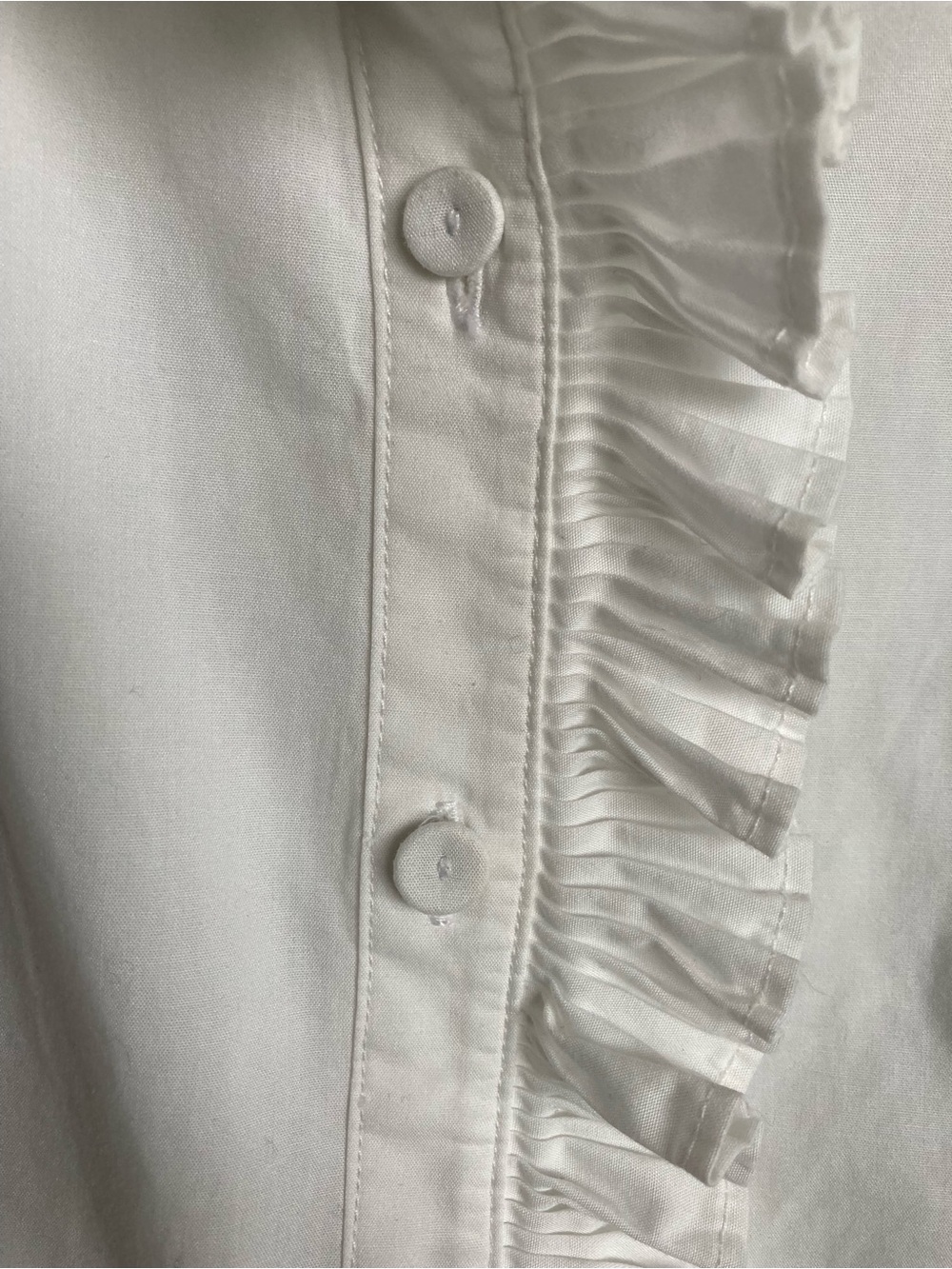 Talbots White Ruffled Front Button-Down Blouse - Picture 8 of 11